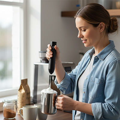 femme mousse lait mousseur a lait mousse deborde de tasse