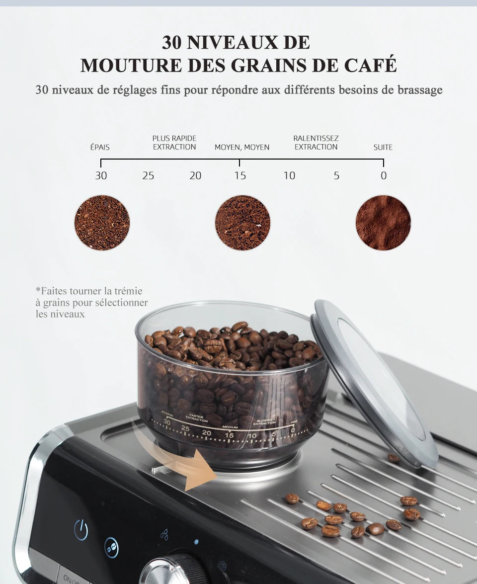 machine cafe grain 30 niveaux mouture