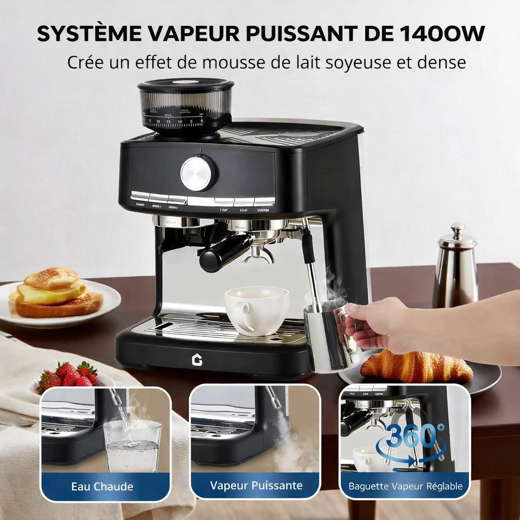 machine cafe grain mousseur lait