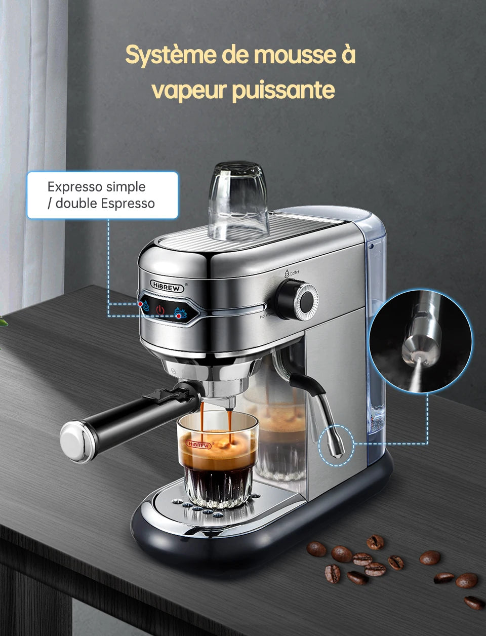 machine cafe grain systeme mousseur lait