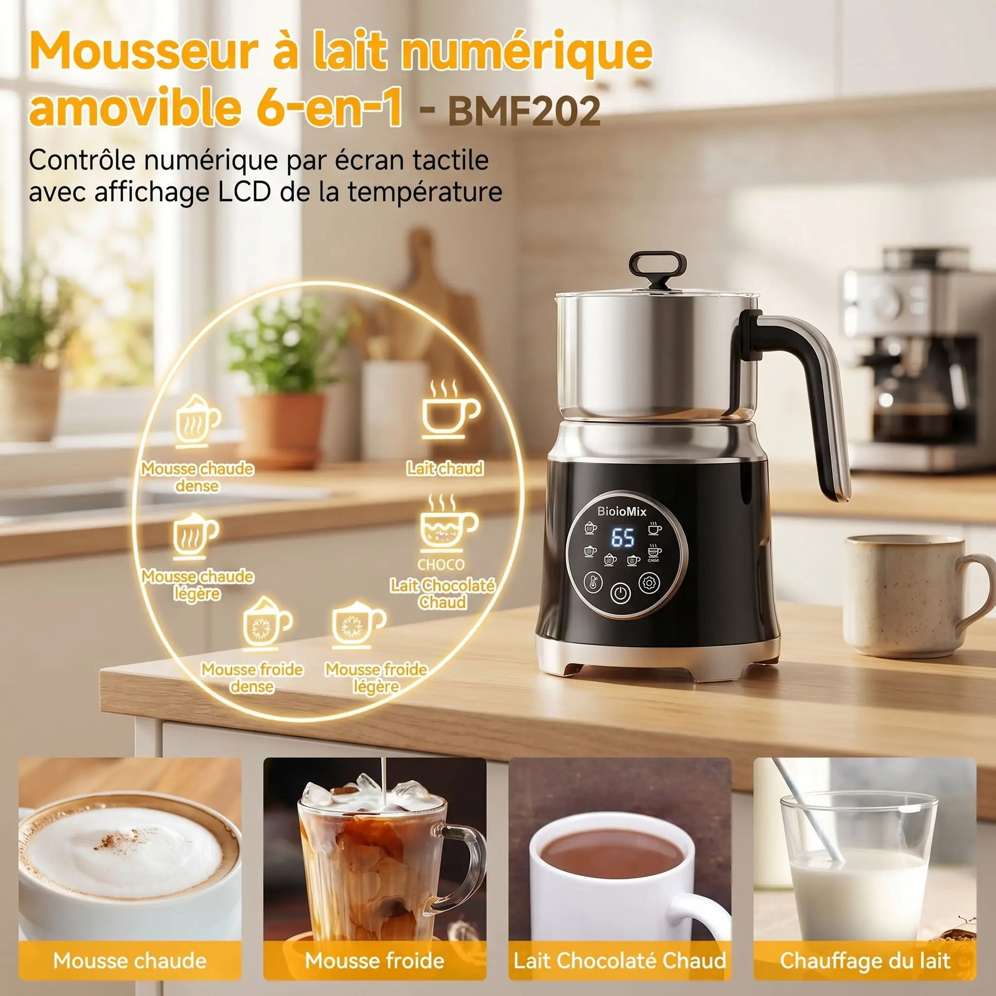 mousseur lait numerique 6 en 1