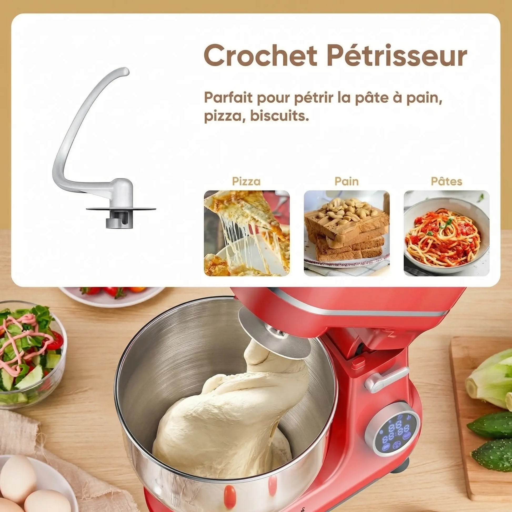 robot patissier fouet crochet petrisseur